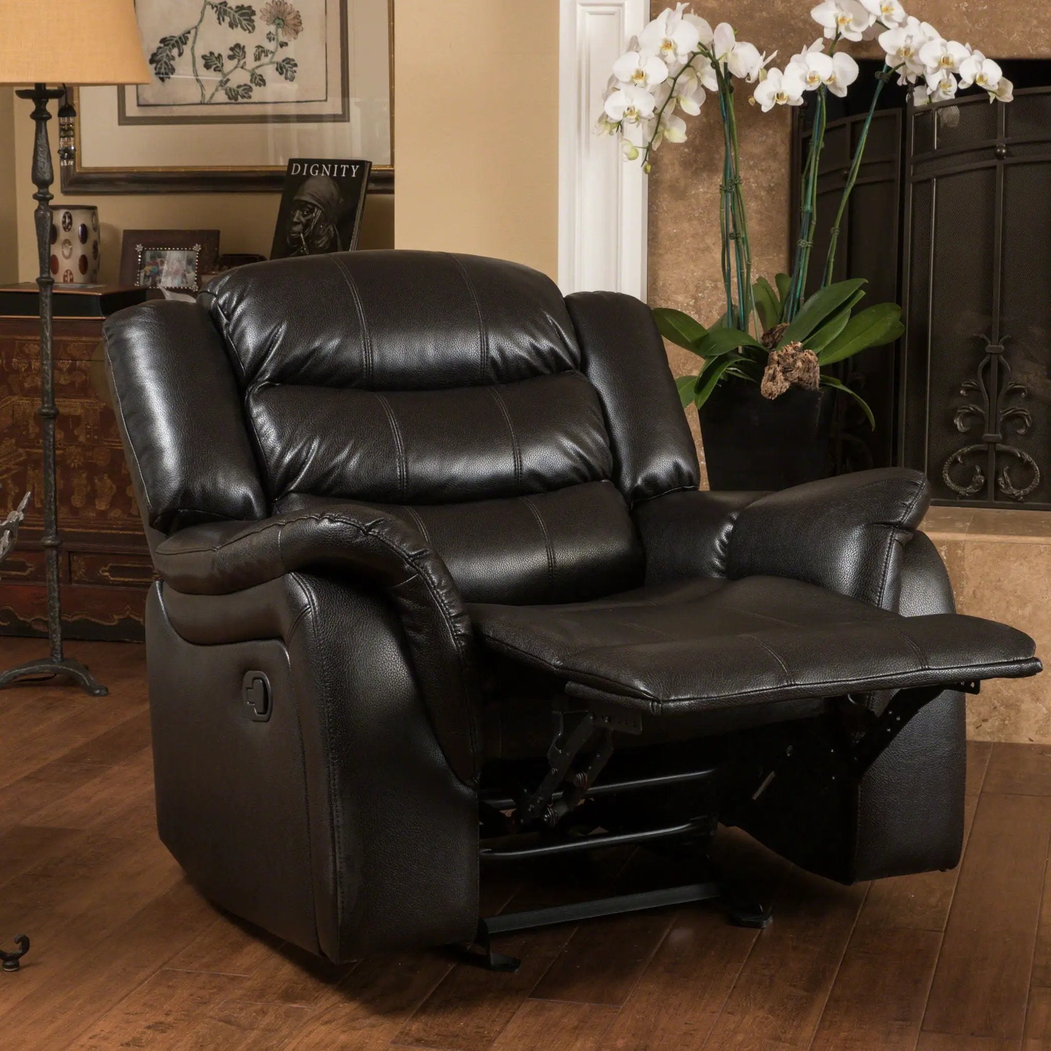 Classic Design Recliner, Upholstery Recliner, Glider Recliner - Black Berry by Unique Piece Furniture