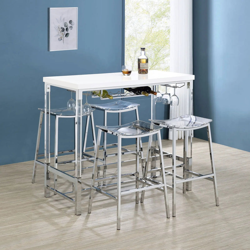 Jovani Acrylic Backless Bar Stool Chrome (Set of 2) by Unique Piece Furniture