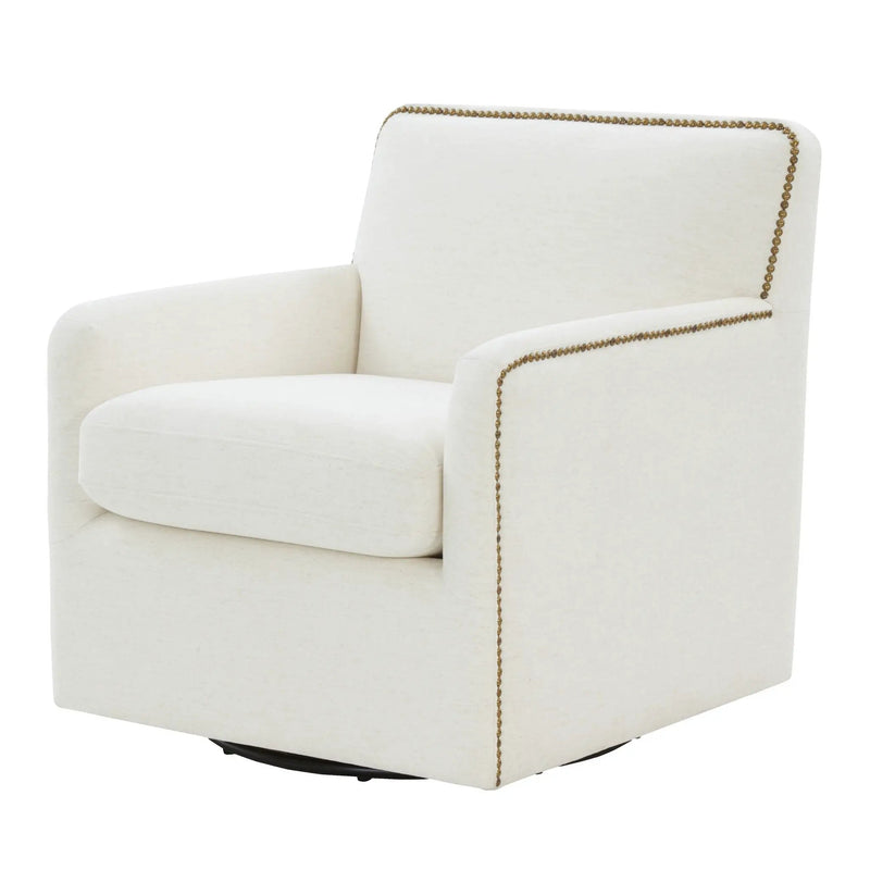 Tolland - Swivel Accent Chair With Antique Brass Nailhead Trim - Cream by HouseOfZazla