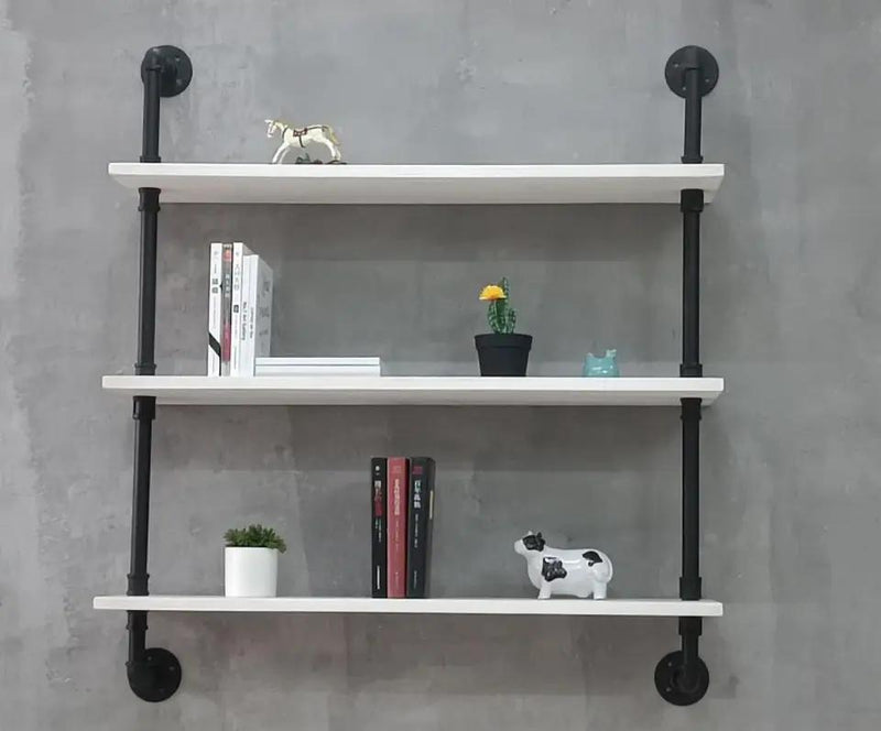HDDFER Floating Bookshelf Shelves Industrial Pipe Shelving Pipe Shelves Rustic White Wall Shelves 36 Inch Farmhouse Book Shelves for Kitchen Bar,Bathr by Selzalot