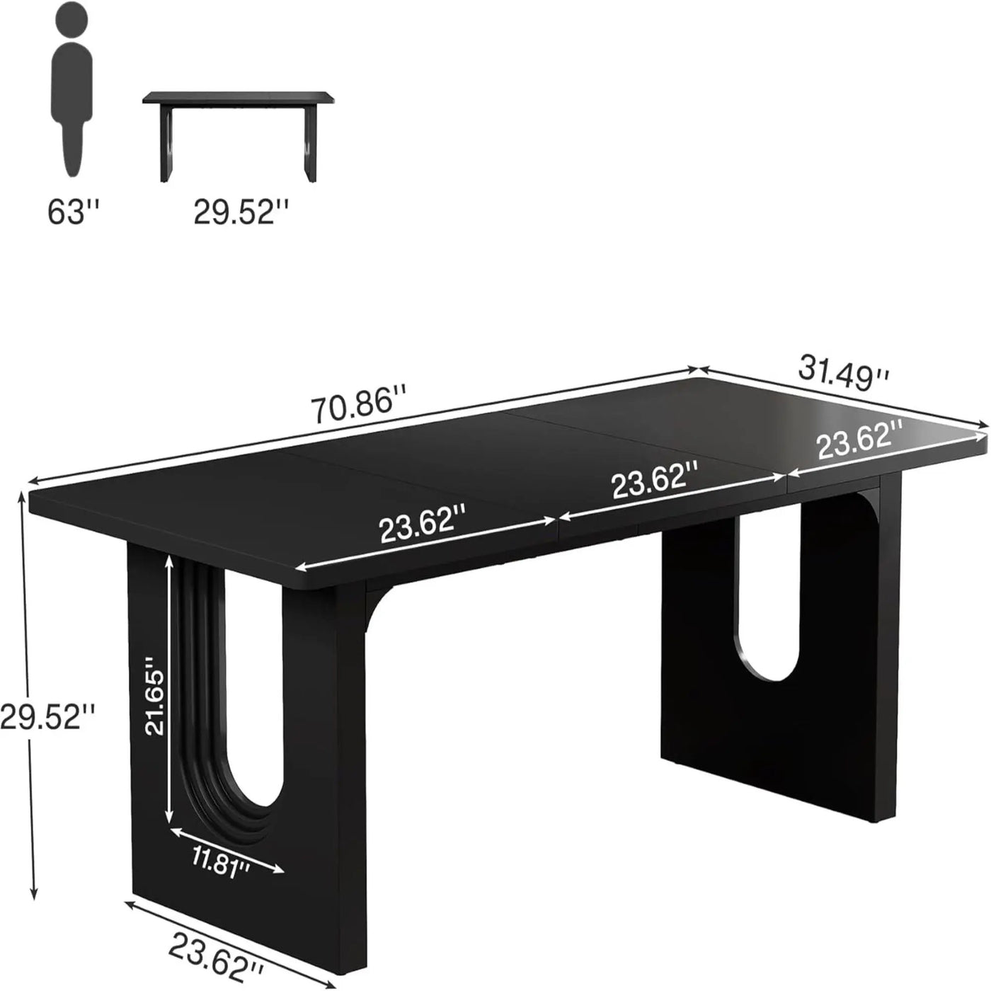 Rectangular Dining Table For 6 - 8 People With Pedestal Base by HouseOfZazla