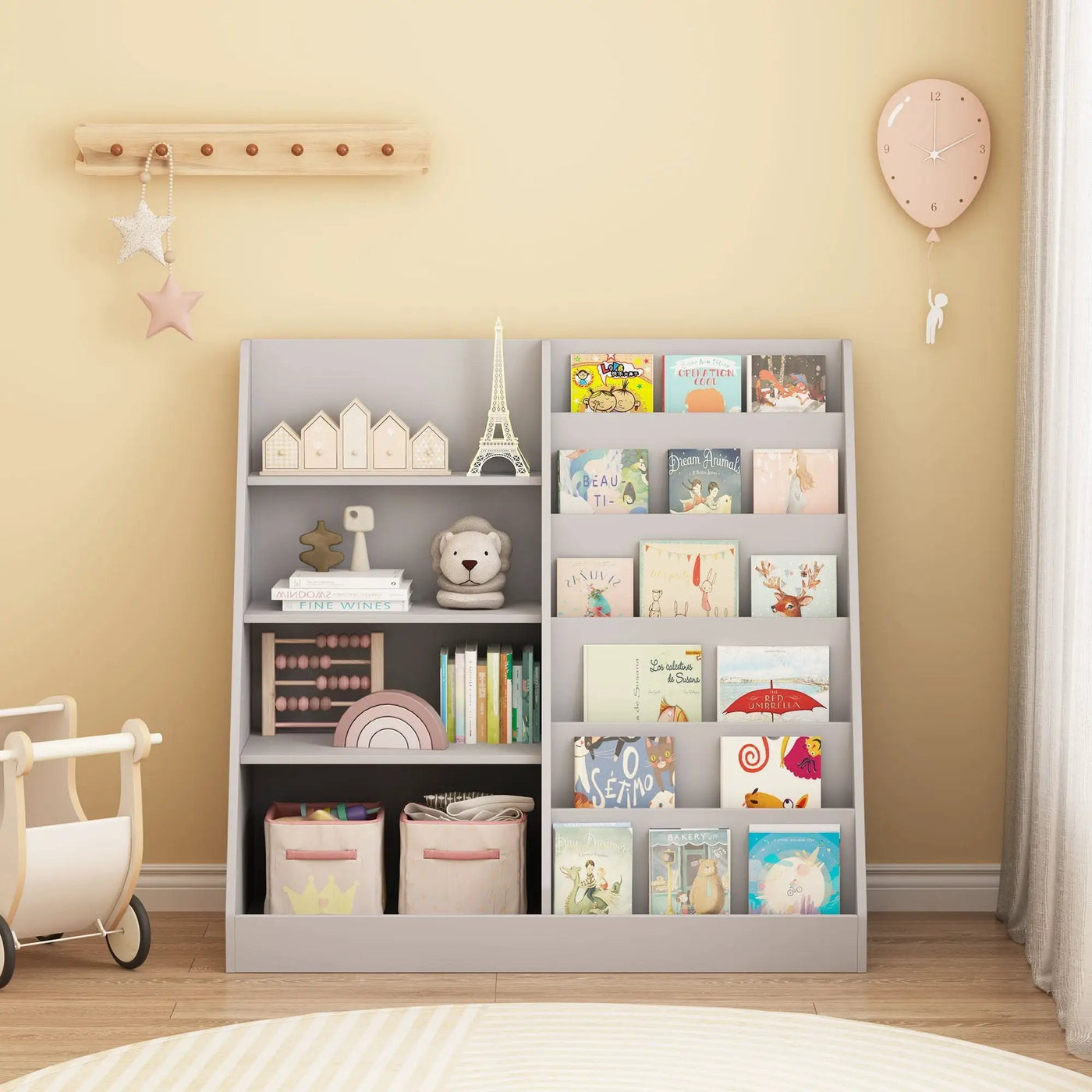 Bookshelf And Toy Storage Organizer, 4 Tier Bookcase With Display Stand For Playroom by HouseOfZazla