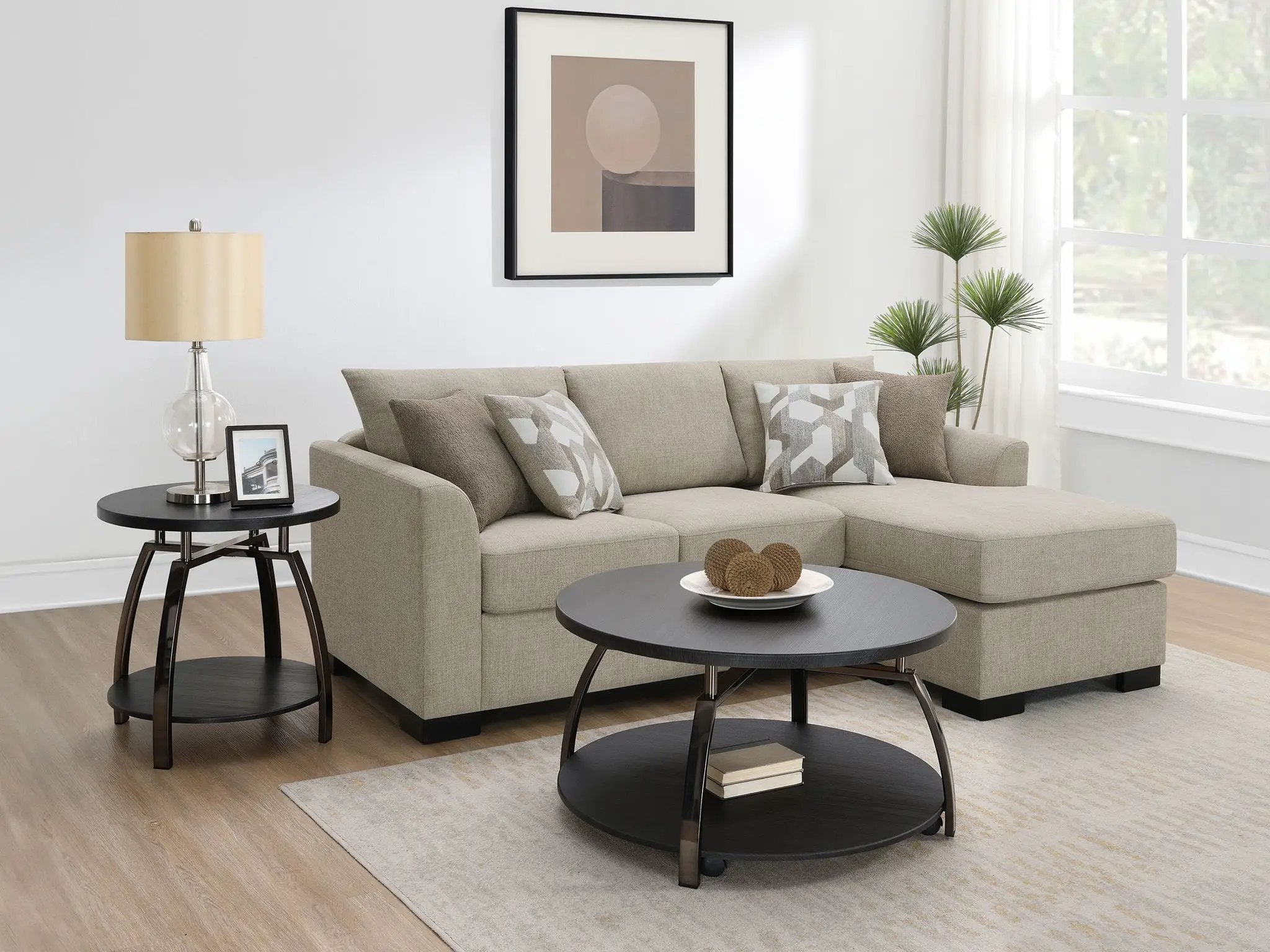 Storey Upholstered Sleeper Sectional Chaise Sofa Camel by Unique Piece Furniture