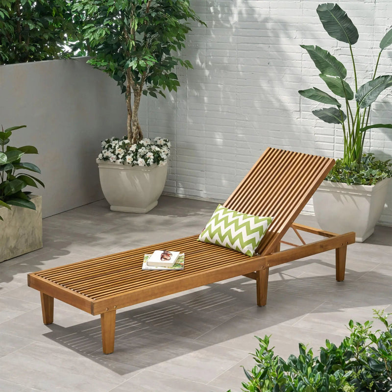 Nadine Stylish Chaise Lounge Chair - Teak by HouseOfZazla