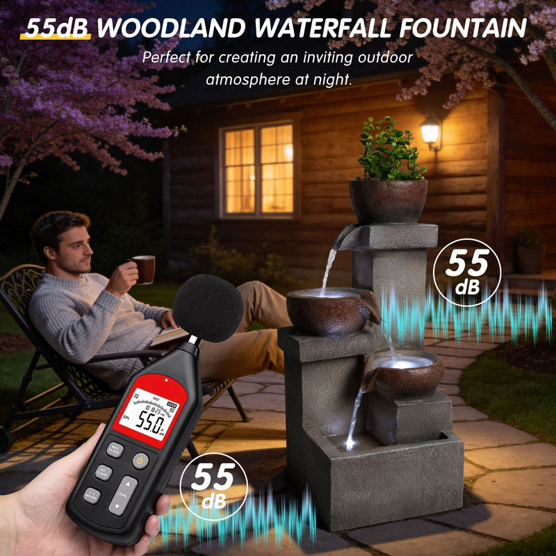 LED Waterfall Fountain Outdoor For Garden - Gray by HouseOfZazla