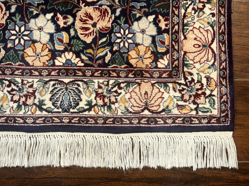 Square Pak Persian Small Rug 2.7 x 2.7, William Morris Design, Dark Green, Floral, Handmade by Jewel Rugs