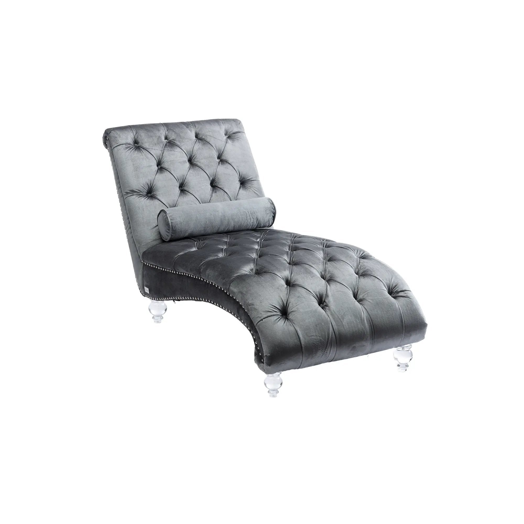 Chaise Lounge Indoor, Button Tufted Upholstered Chaise Lounge Chair With Pillow by Unique Piece Furniture