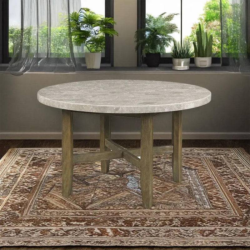 Karsen - Dining Table With Marble Top - Natural Marble Top & Rustic Oak by Unique Piece Furniture