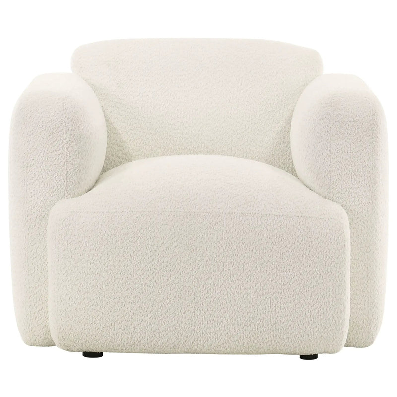 Dorset Fabric Upholstered Round Track Arm Accent Chair White by Unique Piece Furniture