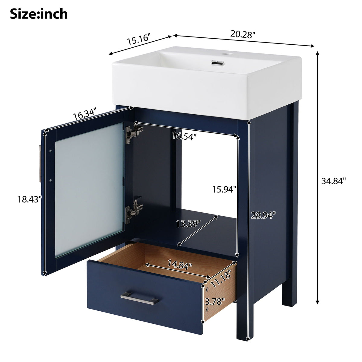 Bathroom Vanity with Ceramic Sink and Ample Storage - Blue, Green, or Black, photo 31 of 40