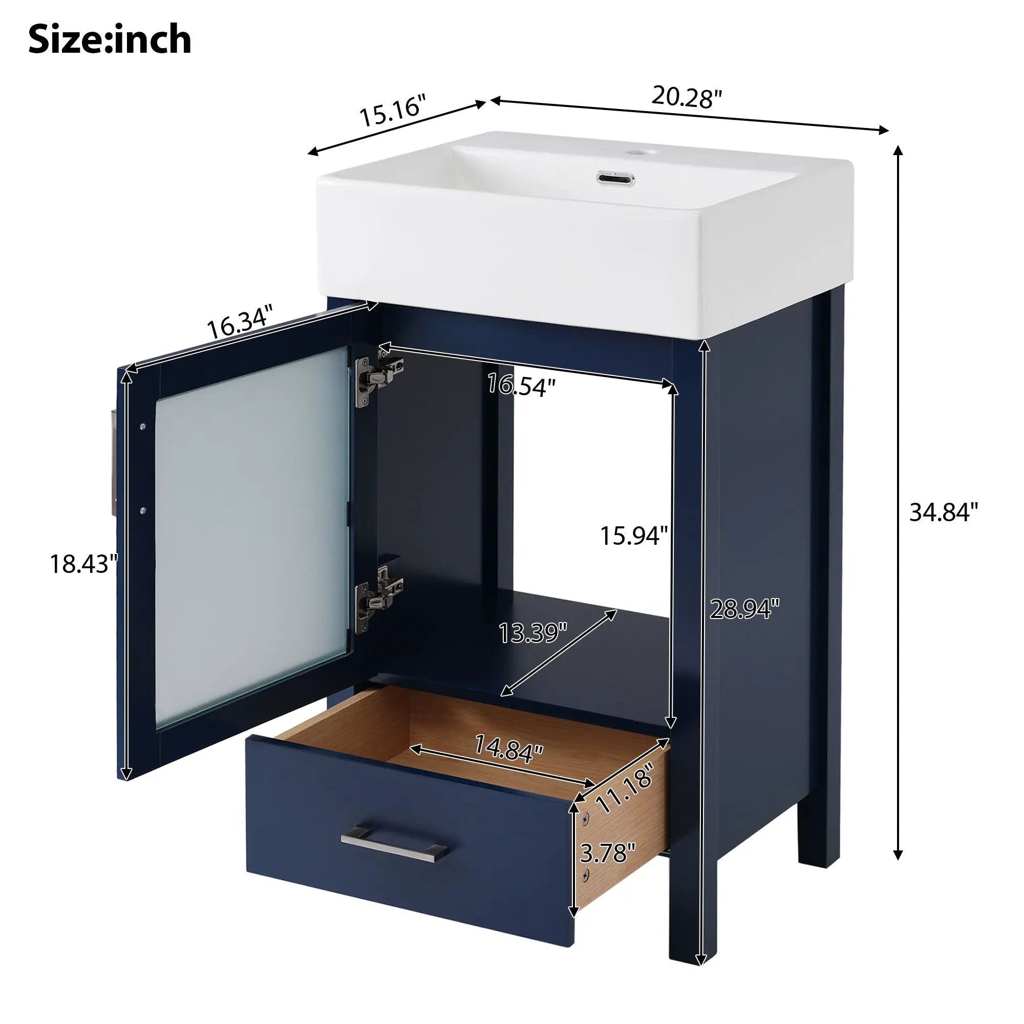 Bathroom Vanity With Ceramic Sink And Ample Storage, Ideal For Small Bathrooms by HouseOfZazla