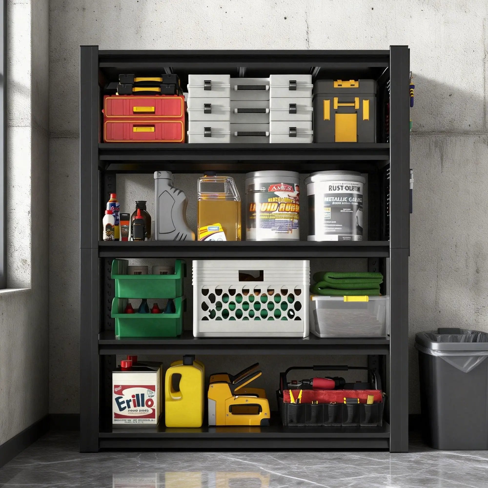 72"H 5-Tier Adjustable Heavy-Duty Shelving with Pegboard by HouseOfZazla