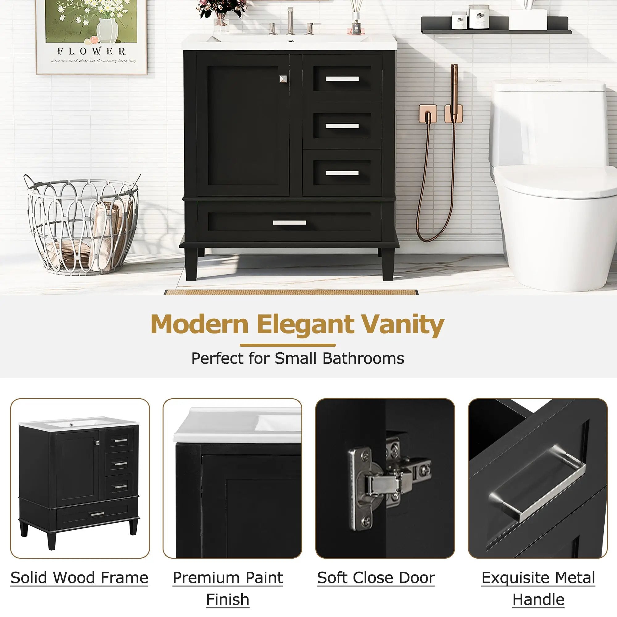 30" Bathroom Vanity with Sink Combo Set by HouseOfZazla
