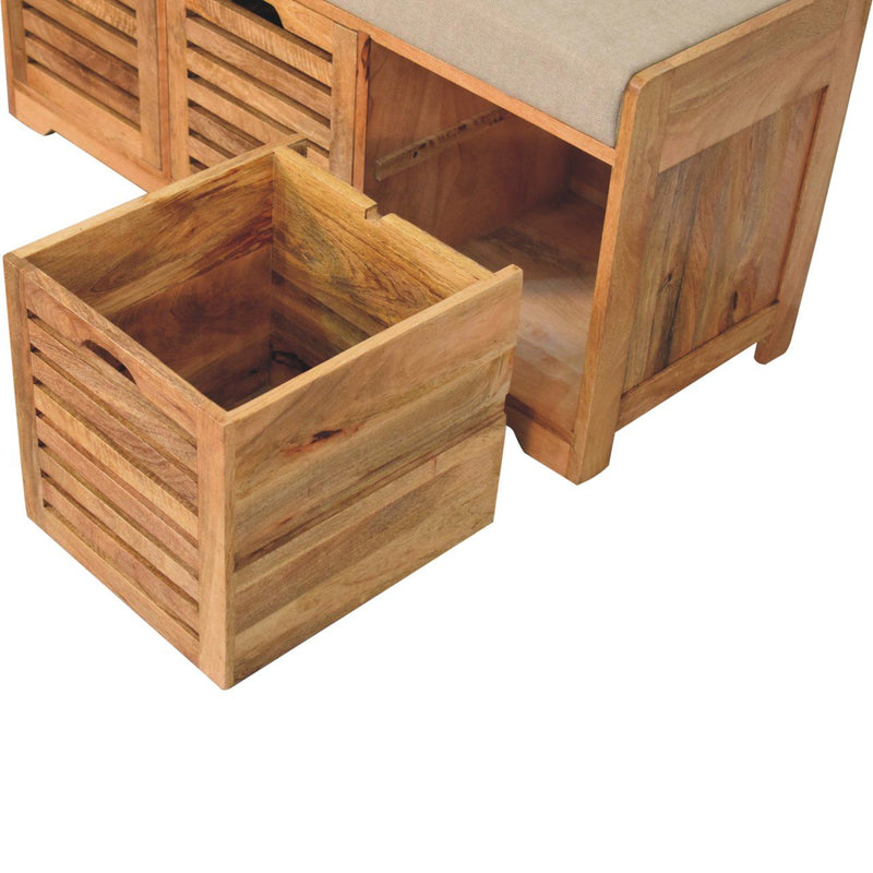 Shutter Shoe Bench, 3 Drawer - Oak by HouseOfZazla