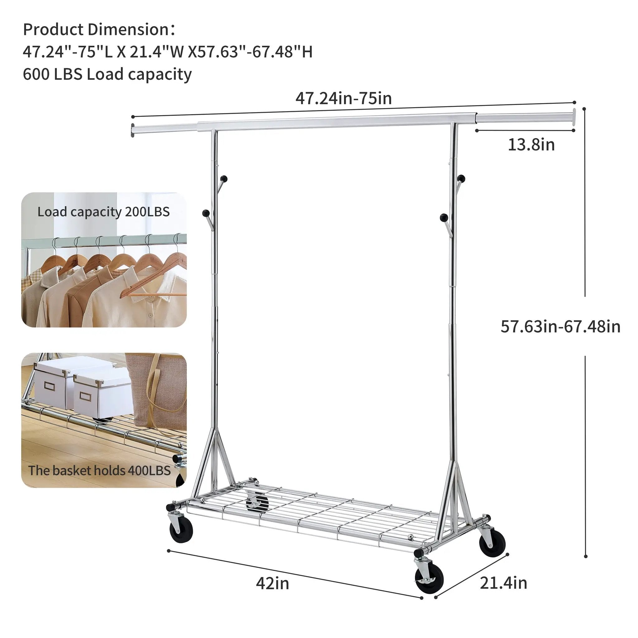 Heavy Duty Rolling Clothes Rack by HouseOfZazla
