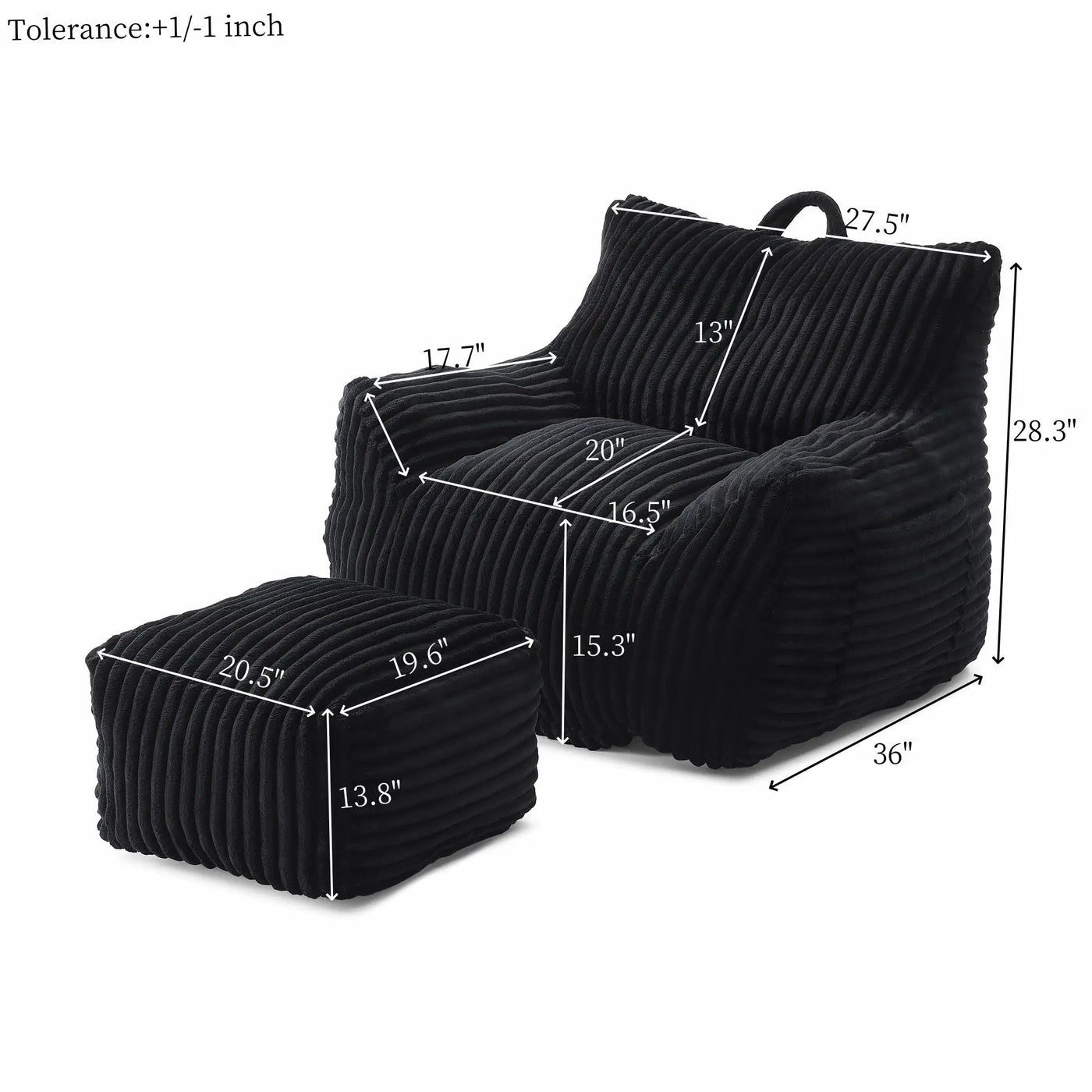 Giant Bean Bag Chair With Armrests And Footstool by HouseOfZazla