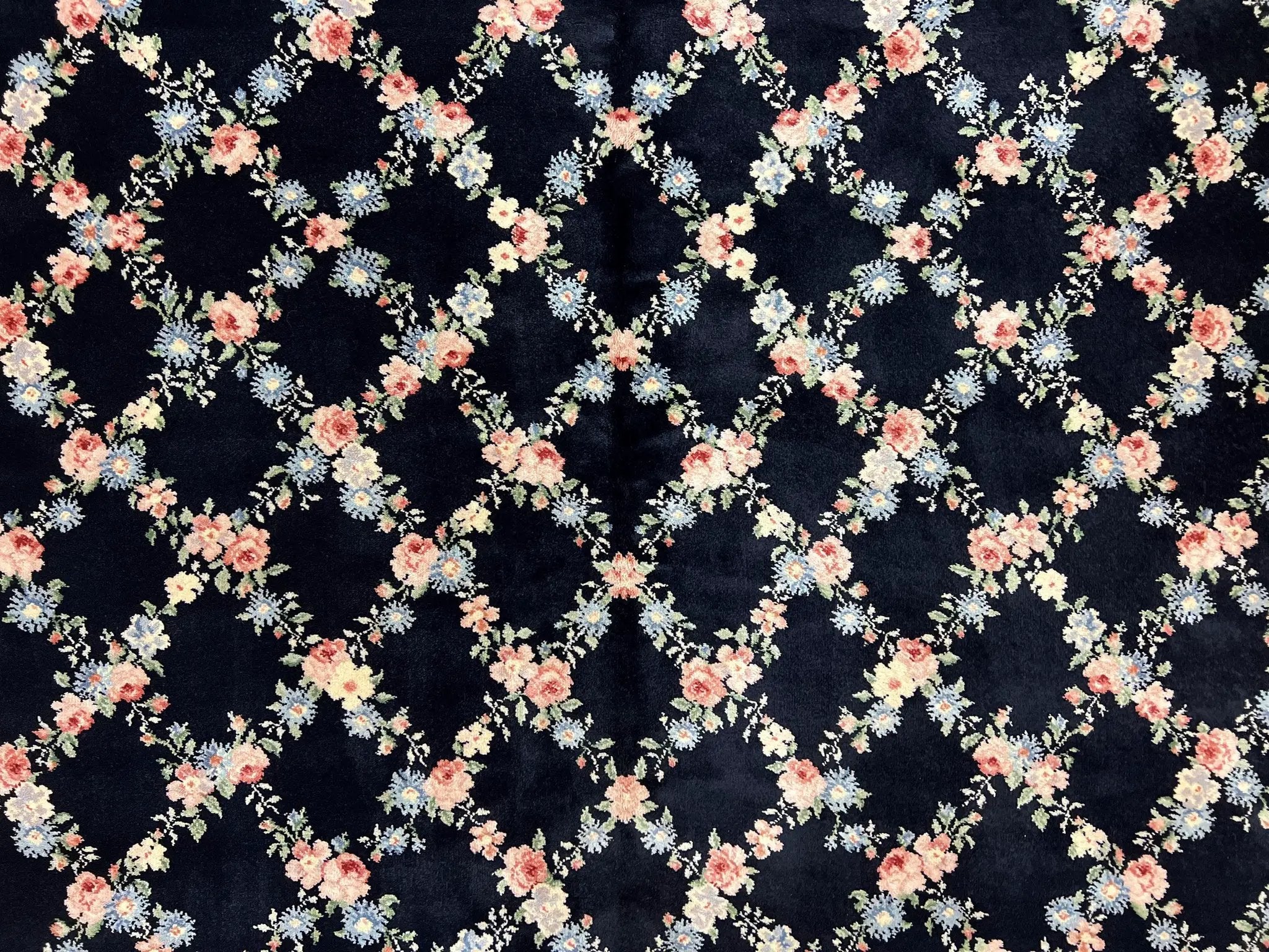 Karastan Rug 8' 8" x 12" Garden of Eden Collection Ebony Trellis #509/1270, Wool Pile Discontinued Vintage Karastan Carpet, Room Sized Rug by Jewel Rugs