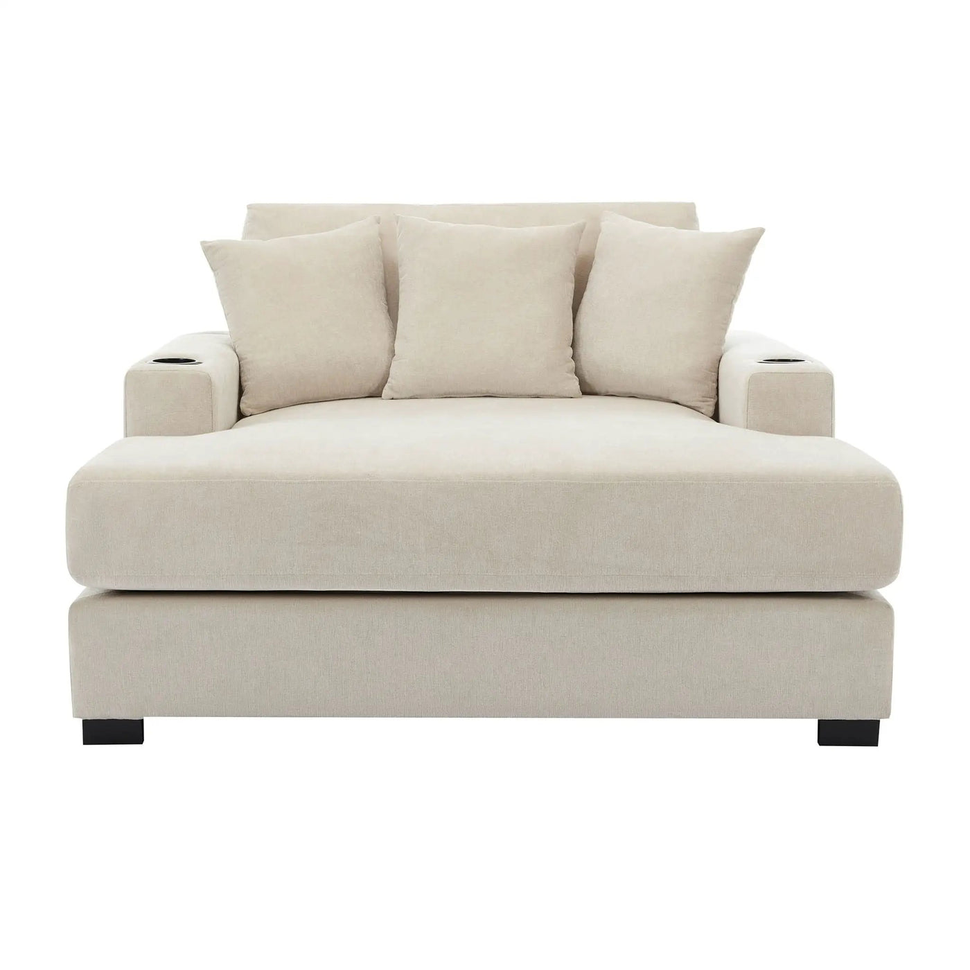 Oversized Chaise Lounger Modern Style Sofa Couch With Pillows, Charge Station & Cup Holders by HouseOfZazla