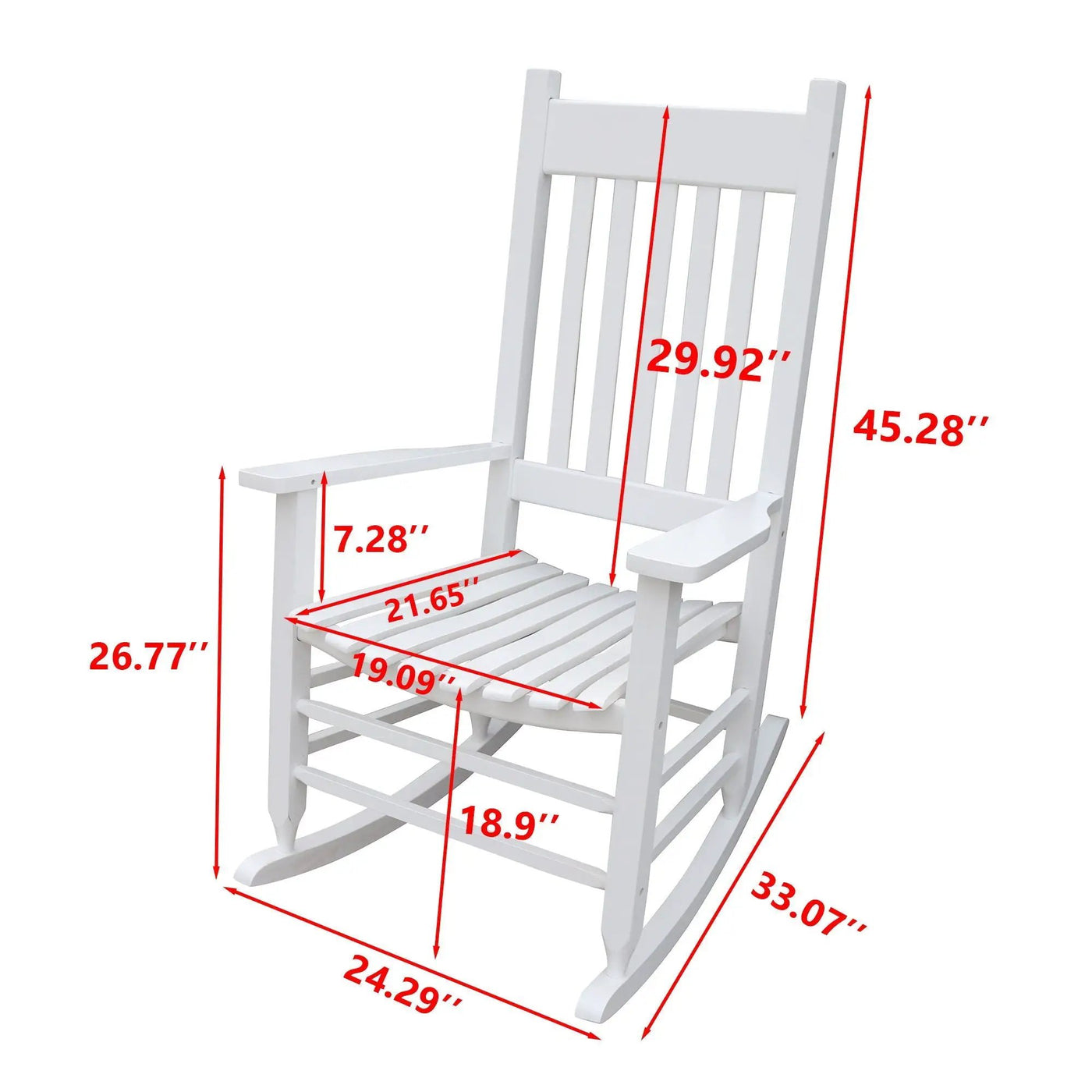 Classic Wooden Porch Rocker Chair Populus Wood Comfortable Design by HouseOfZazla