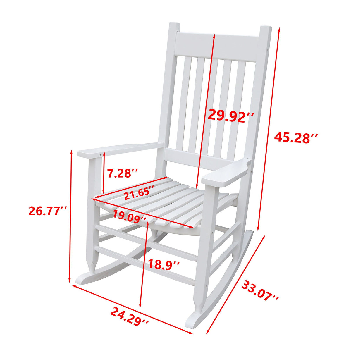 Classic Wooden Porch Rocker Chair with Comfortable Design - White or Black, photo 5 of 8