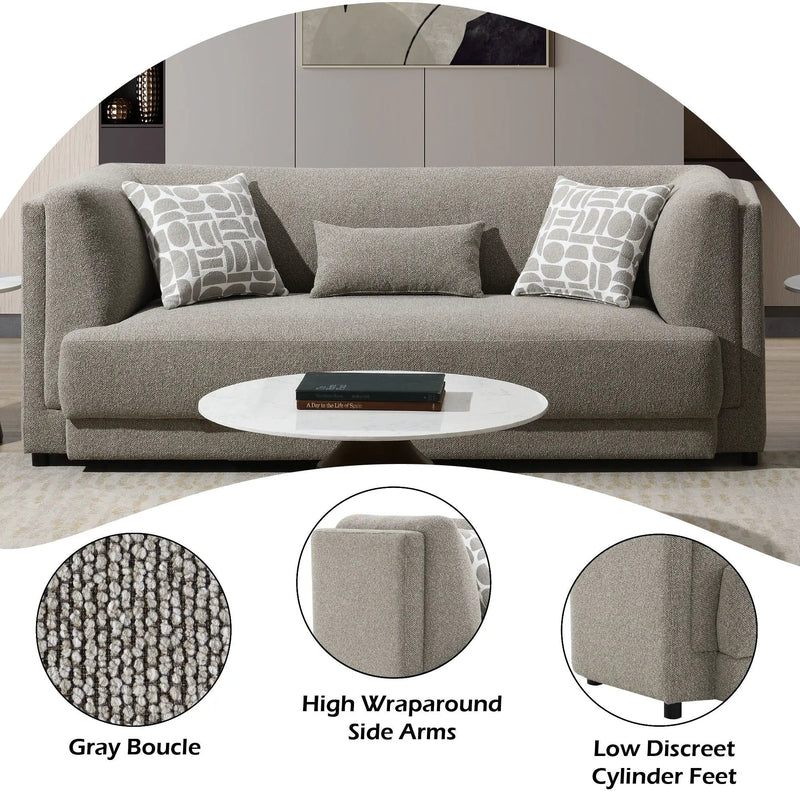 Glenda - Sofa With 3 Pillows - Gray by HouseOfZazla
