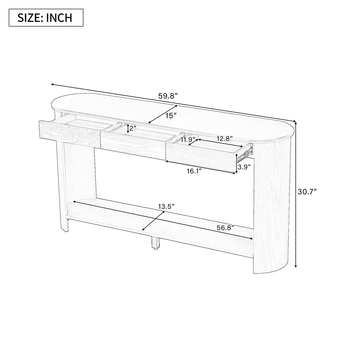 U_Style 59.8'' Modern Console Table by HouseOfZazla