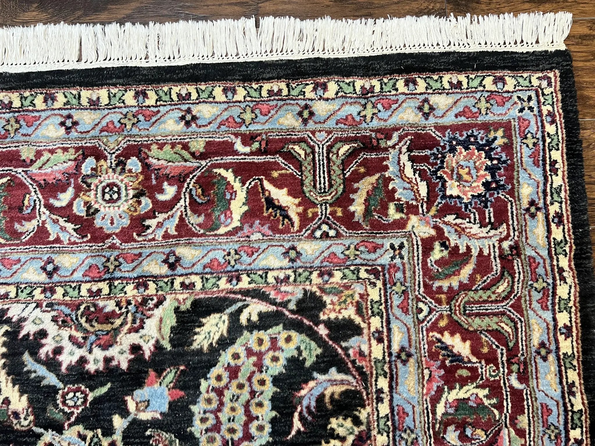 Indo Persian Rug 8x10, Nourison Carpet, Floral, Hand Knotted Vintage Wool Rug by Jewel Rugs