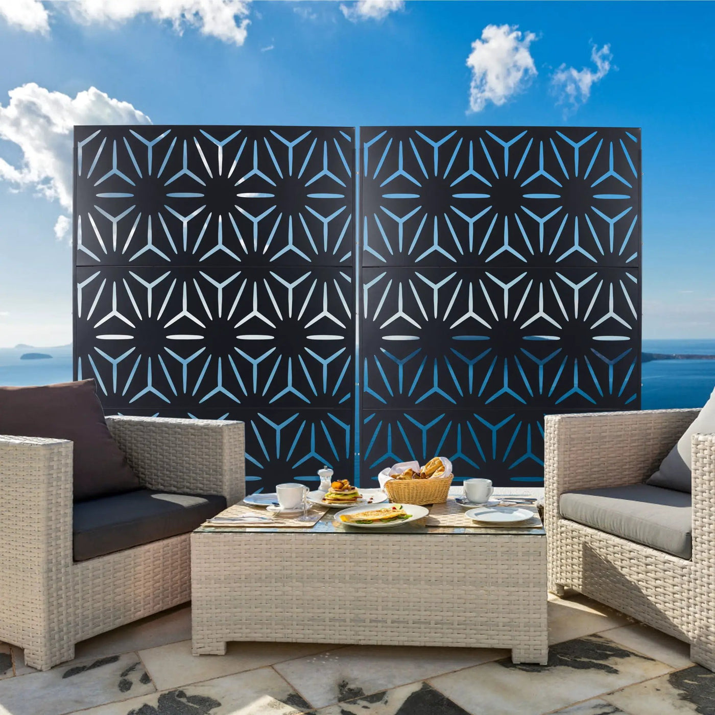 Outdoor & Indoor Metal Privacy Screen, Freestanding Decorative Panels by HouseOfZazla