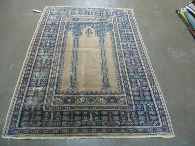4' X 6' Antique Handmade Turkish Mehrab Prayer Wool Rug Lantern Beautiful by Jewel Rugs