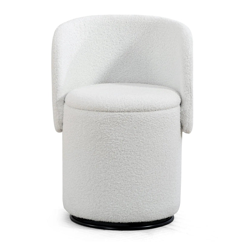 Barrel Chair & Built In Storage, 360° Swivel - Beige by HouseOfZazla