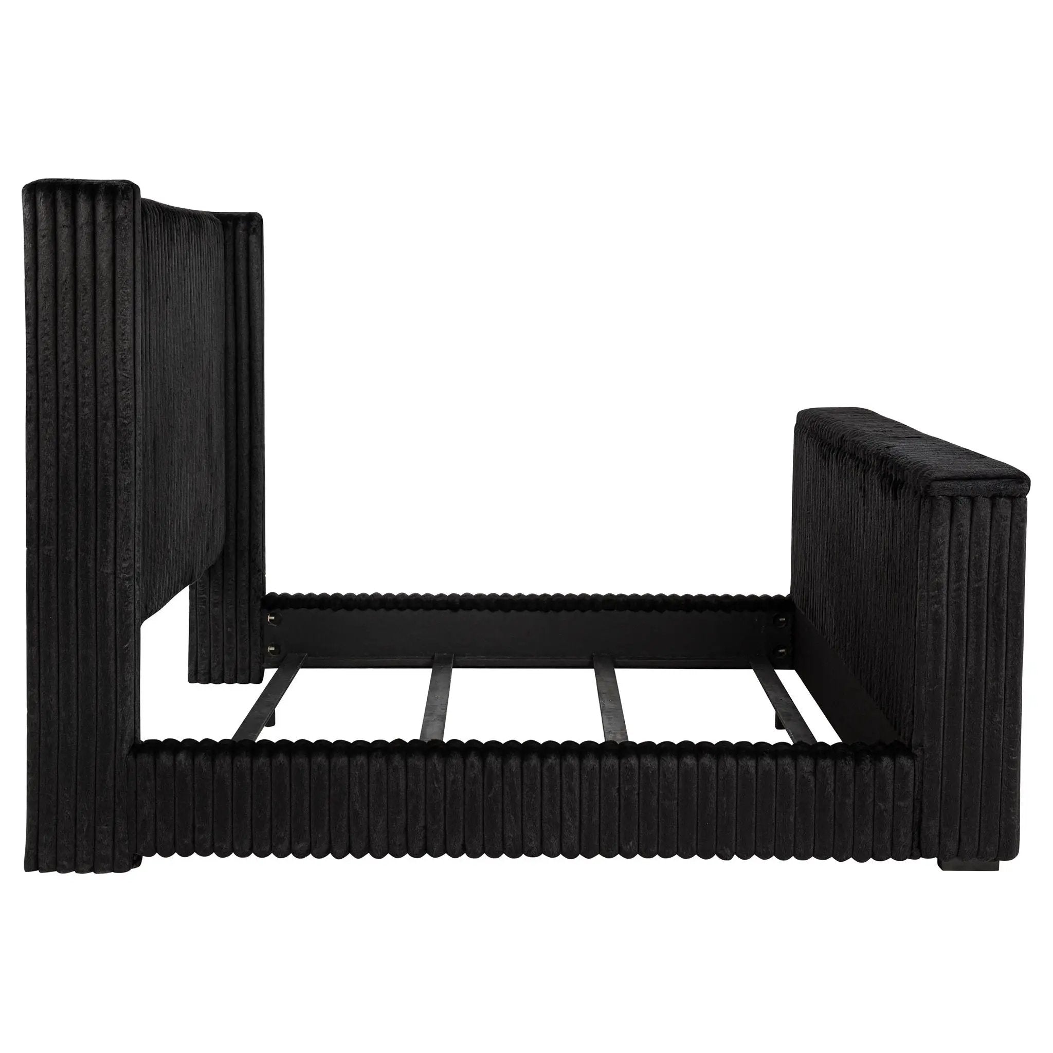 Centergrove Upholstered Eastern King Wingback TV Bed Black by Unique Piece Furniture