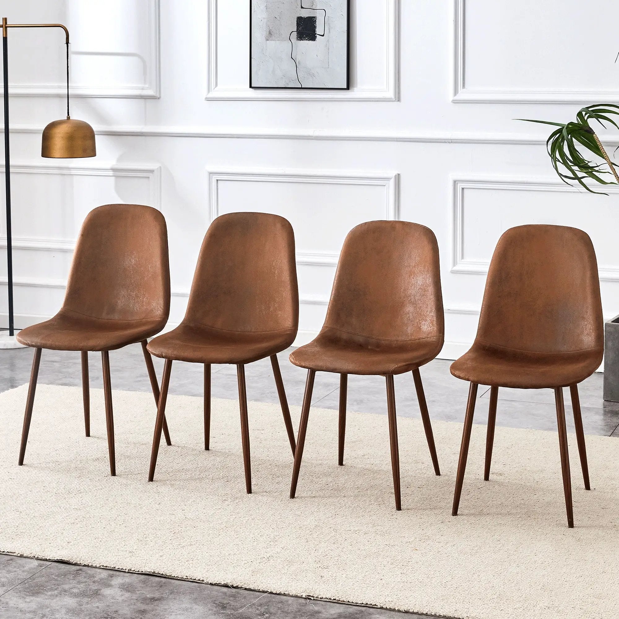 (Set of 4) Backrest AndTransfer Legs Chairs Adding A Touch Of Elegance To Minimalist And Scandinavian Style Homes - Walnut by Unique Piece Furniture