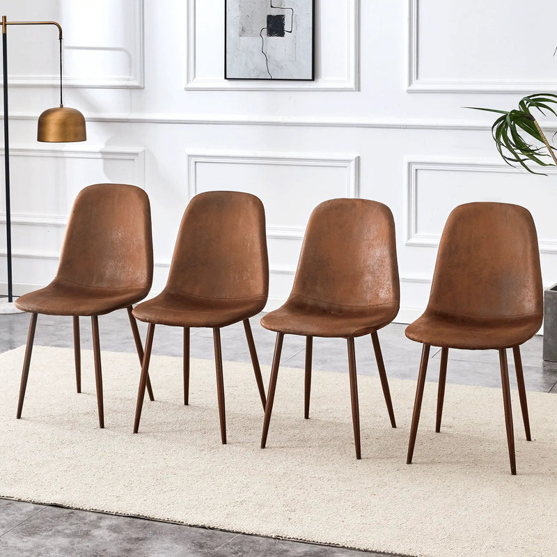 (Set of 4) Backrest AndTransfer Legs Chairs Adding A Touch Of Elegance To Minimalist And Scandinavian Style Homes - Walnut by HouseOfZazla