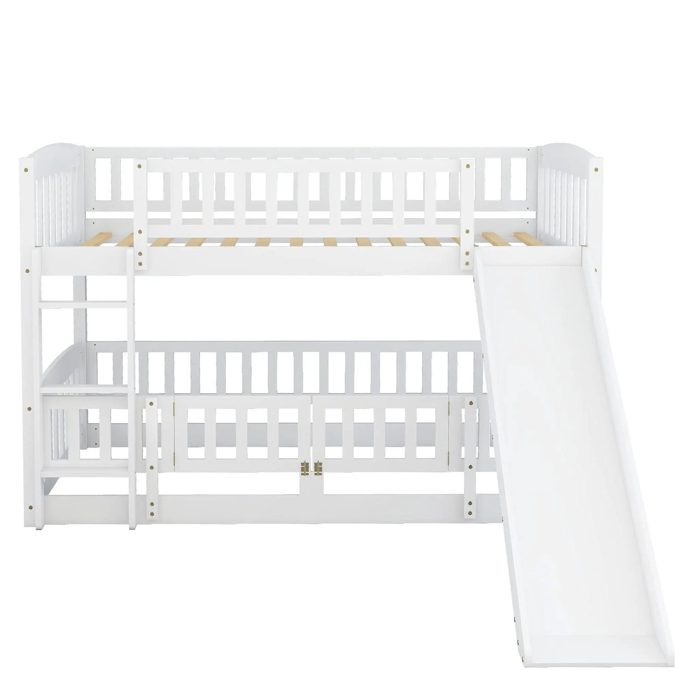 Low Bunk Bed With Slide, Fence And Ladder by Unique Piece Furniture