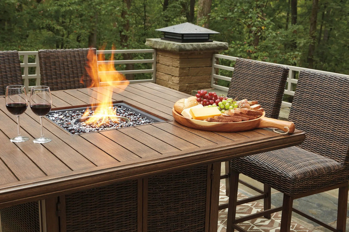 Paradise Trail - Outdoor Fire Pit Table Set by Unique Piece Furniture