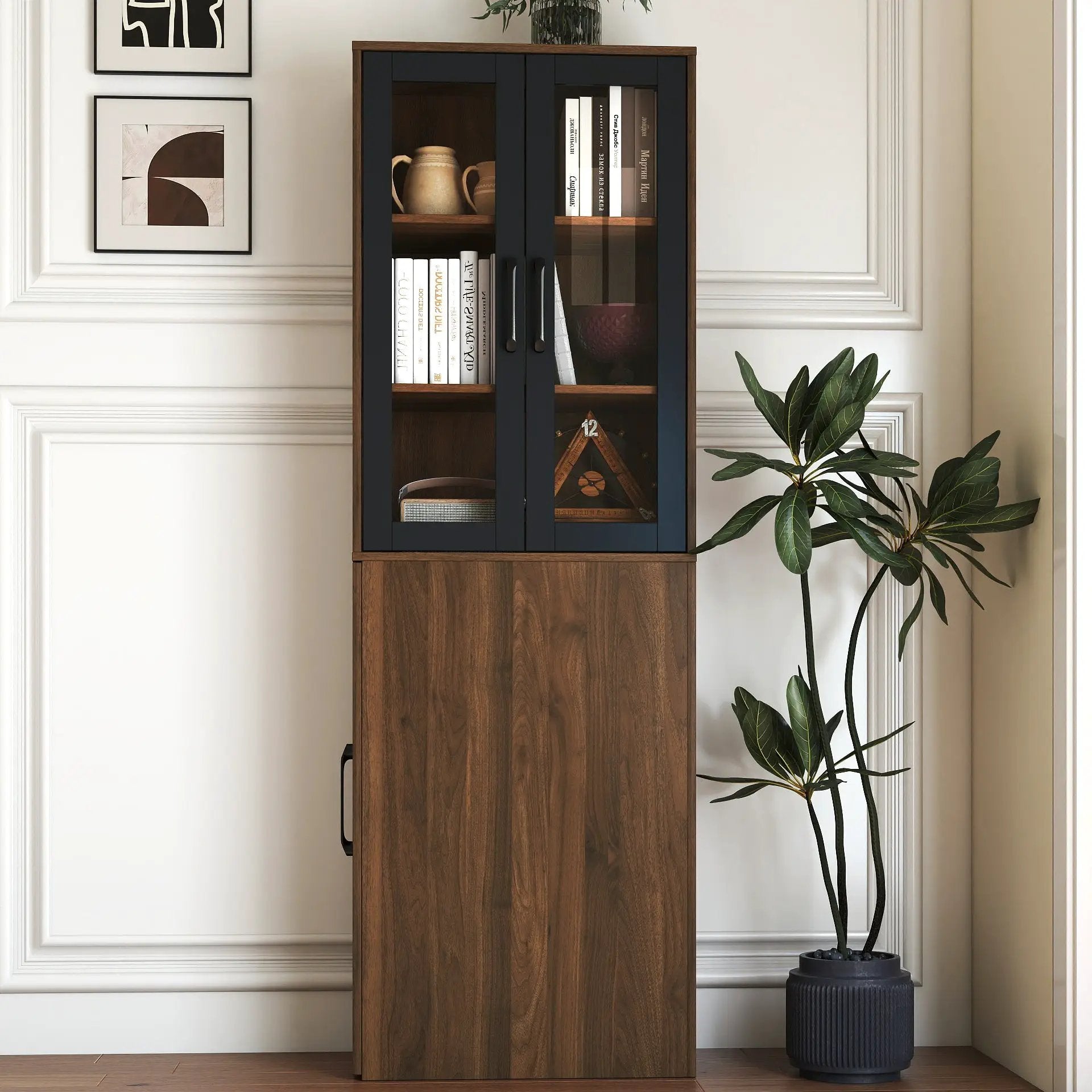 70.87" High Display Storage Cabinet with Multi-Tier Shelves and Glass Doors by HouseOfZazla