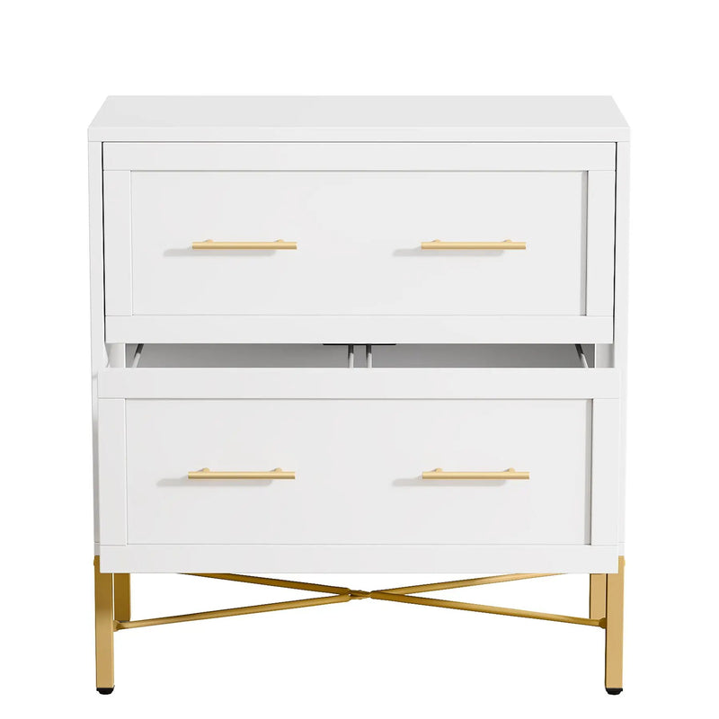 2 Drawer Lateral File Cabinet With Anti Tilt Safety, Filing Storage For Letter / Legal / A4 Files - White by HouseOfZazla