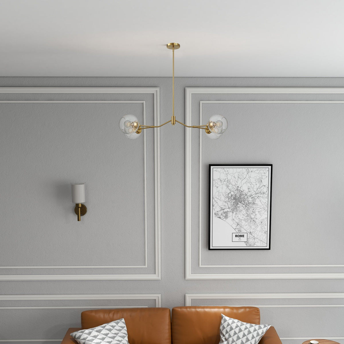 Jewel 4-Light Chandelier Ceiling Hanging Light Fixture with Clear Glass - Gold, photo 3 of 7