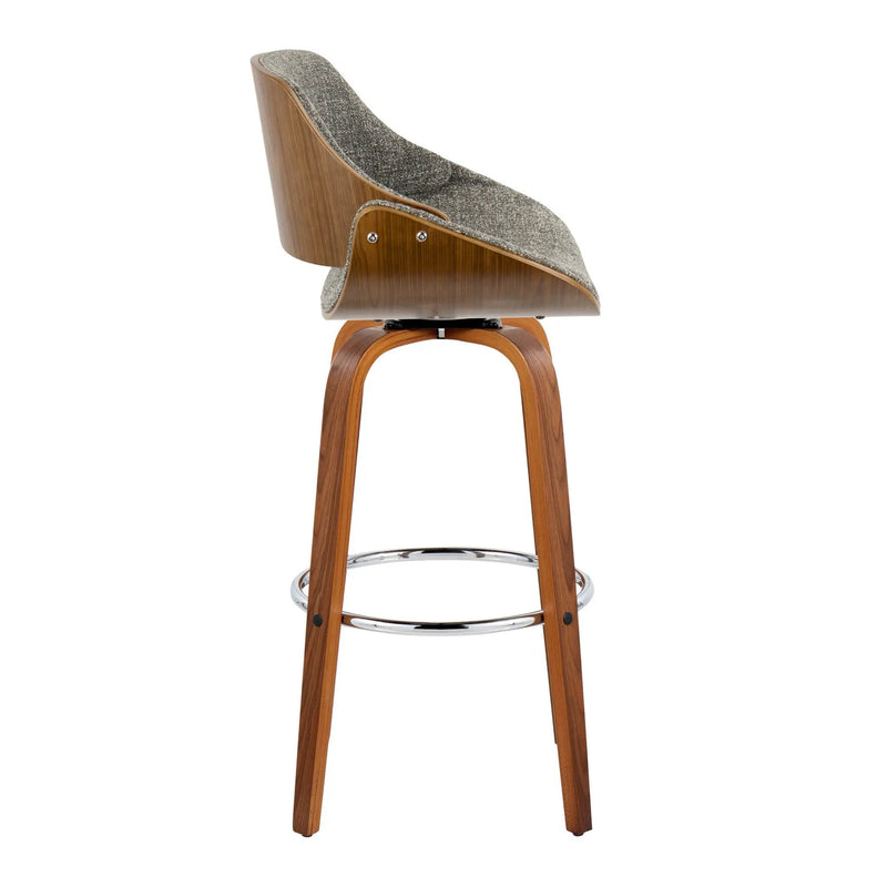 Fabrizzi - Mid Century Modern Fixed Height Barstool With Swivel With Round Footrest (Set of 2) by Unique Piece Furniture