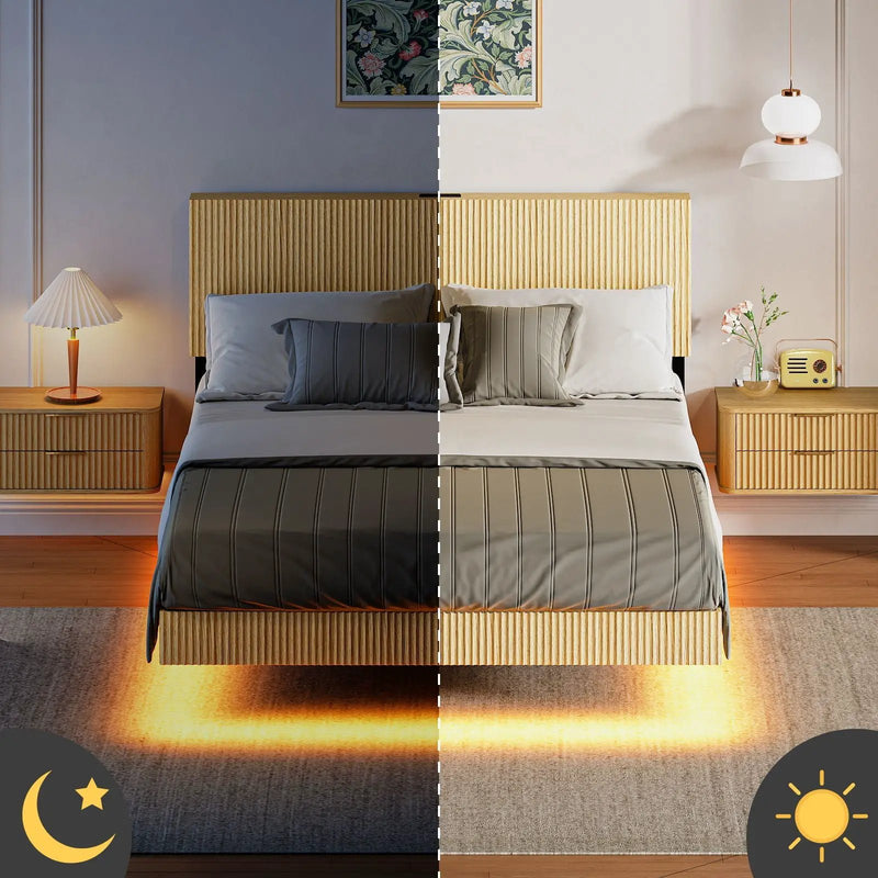 Floating Bedstead With Charging Station And LED Lights by Unique Piece Furniture