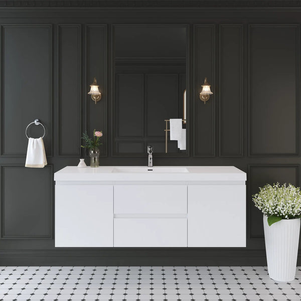 60" Floating Bathroom Vanity with Sink and Wall-Mounted Storage Cabinet