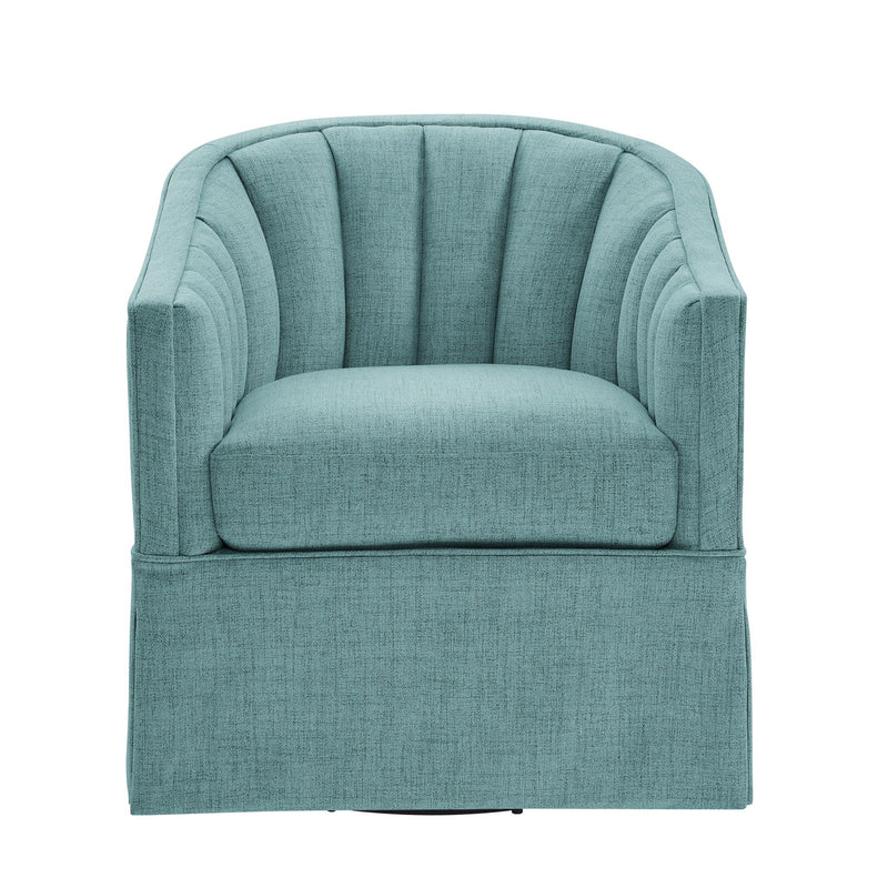 Solitude - Skirted Swivel Accent Chair With Hemp Like by HouseOfZazla