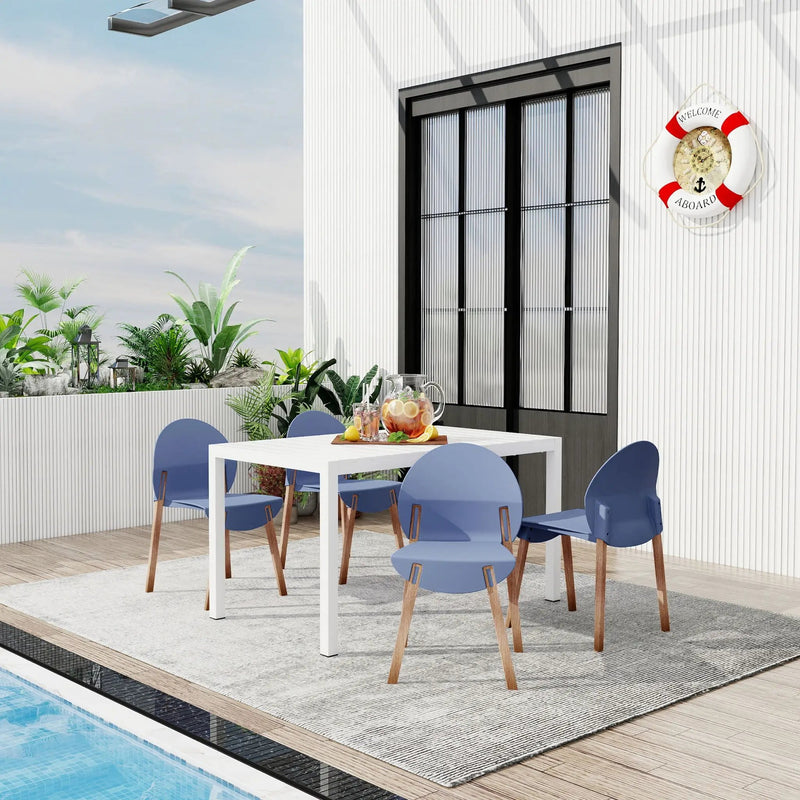 4 Piece Set Of Single Chairs With Long Table by Unique Piece Furniture