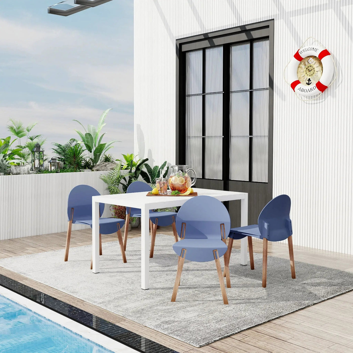 4 Piece Set Of Single Chairs With Long Table by HouseOfZazla