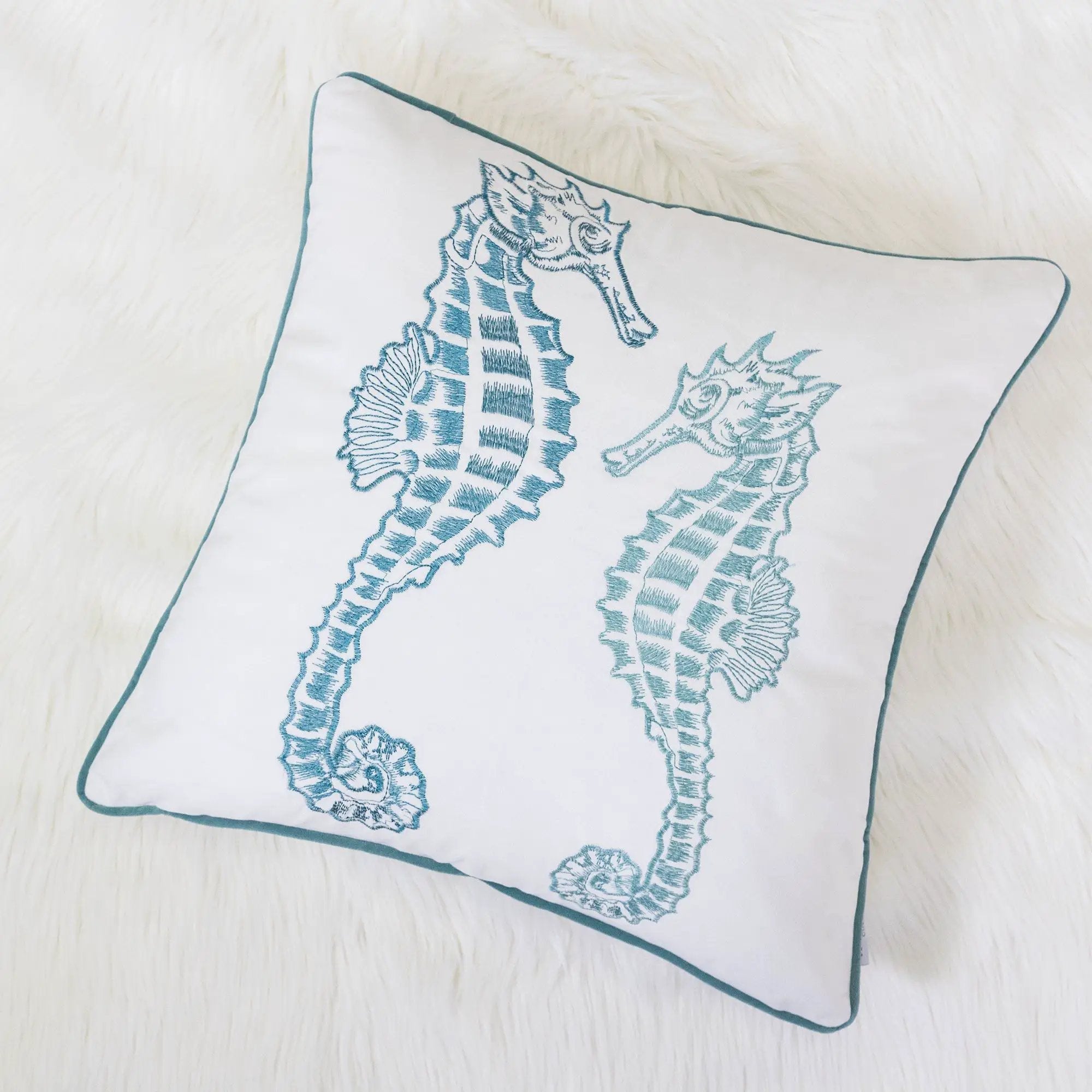 Seahorses Pillow Cover With Matching Back by Unique Piece Furniture
