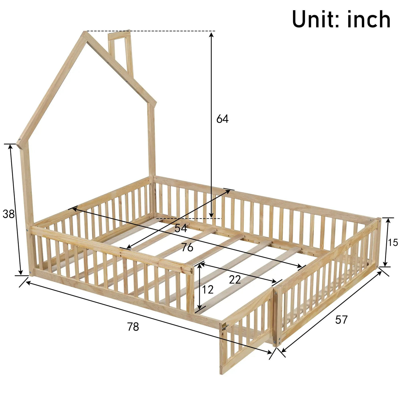 House Platform Bed With Guardrail by HouseOfZazla
