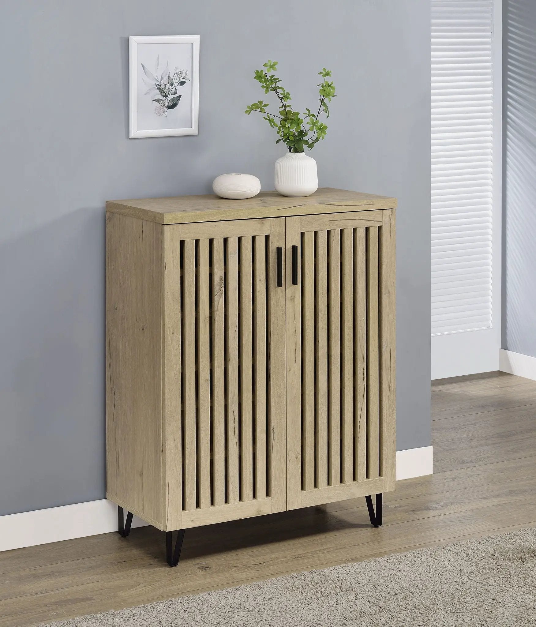 Brixton 2-door Entryway Shoe Storage Cabinets White Oak by Unique Piece Furniture