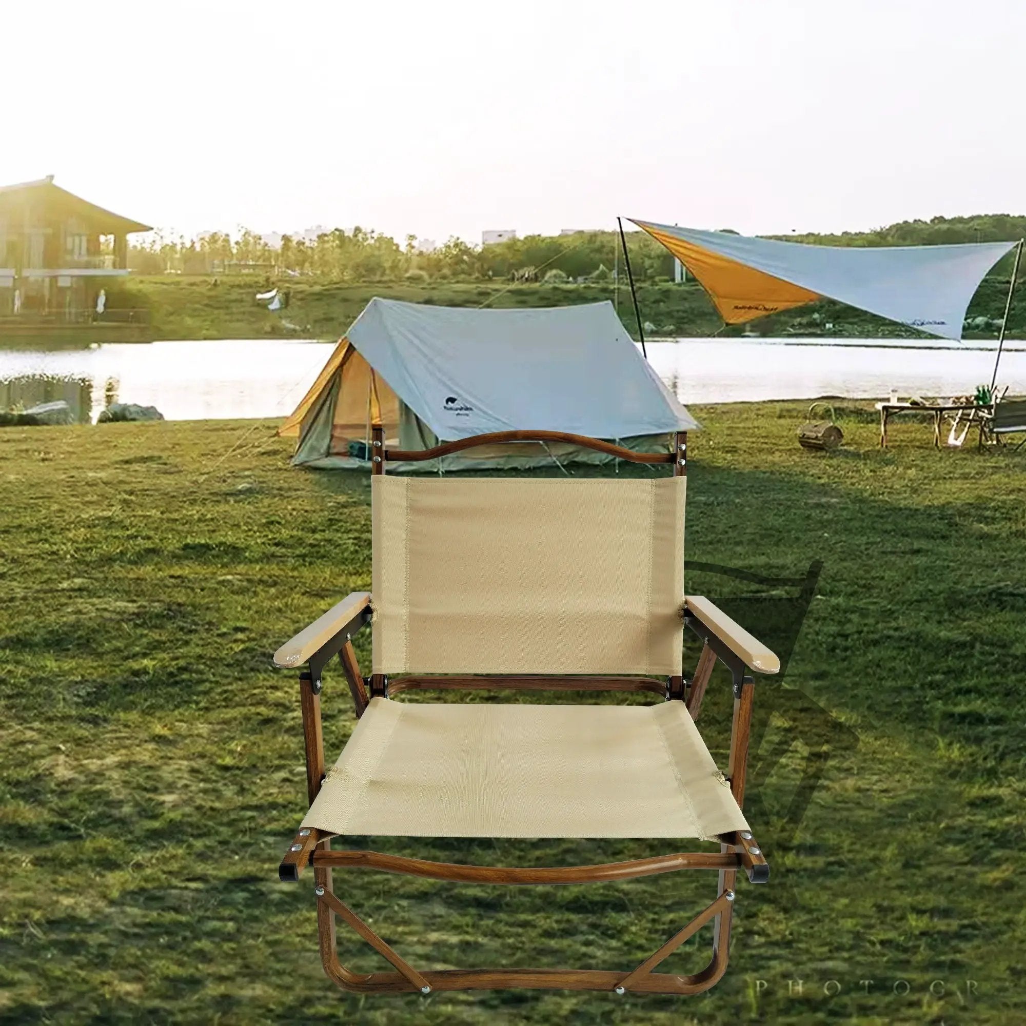 Comfy Foldable And Portable Chair With Armrests, Indoor And Outdoor (Set of 4) - Brown by HouseOfZazla