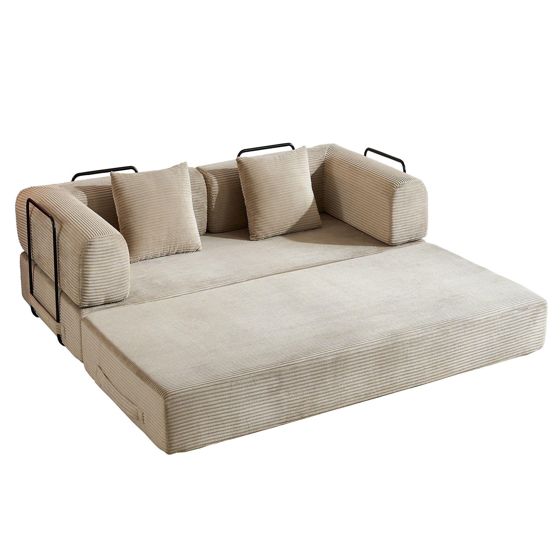 Convertible Sleeper Sofa Bed With Cylindrical Pillow, With Fixed Shape Frame by Unique Piece Furniture