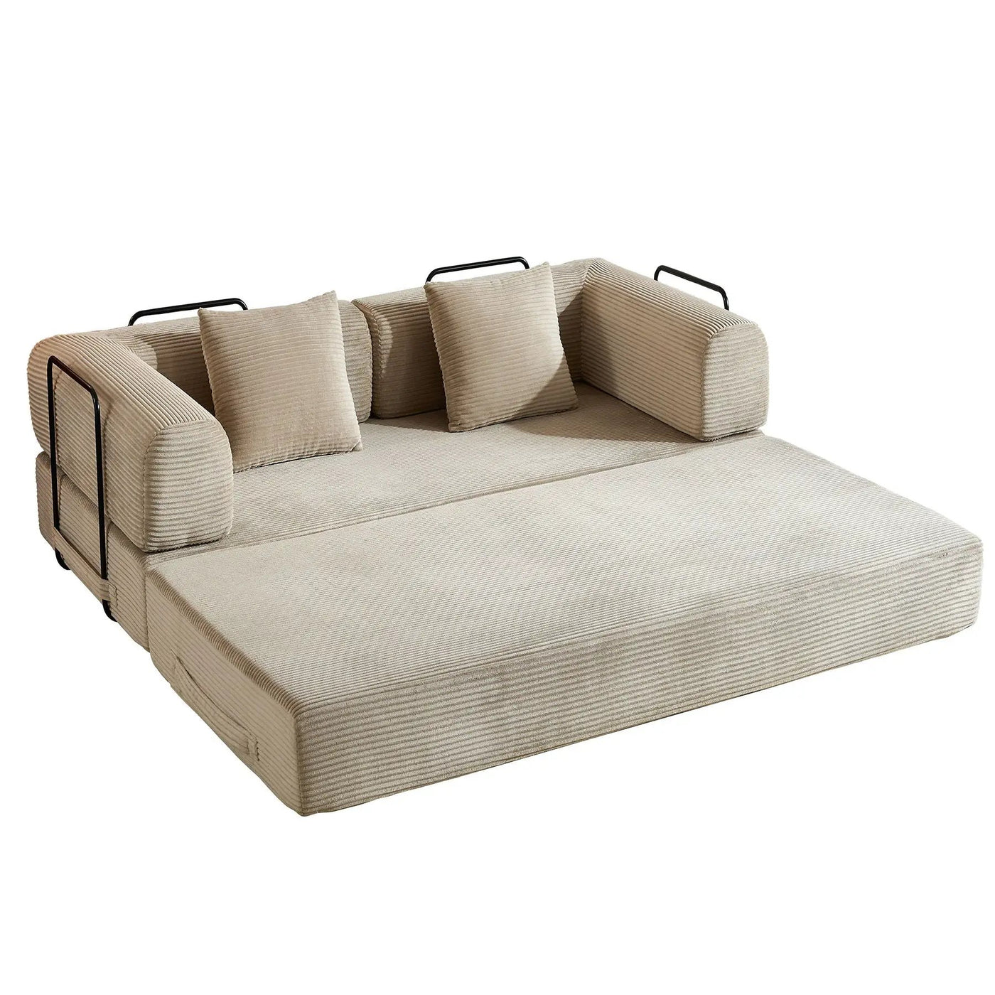 Convertible Sleeper Sofa Bed With Cylindrical Pillow, With Fixed Shape Frame by Unique Piece Furniture